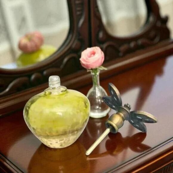 Vintage Dragonfly Glass Jeweled Perfume Bottle - Picture 6 of 7